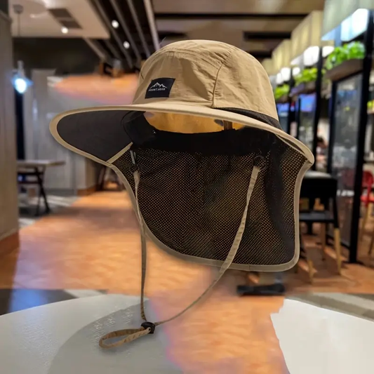 1pc Fashionable Men's Sun Hat - Perfect for Fishing, Hiking, and Camping | Breathable Polyester, Hand Washable, Available in Khaki, Black, Navy Blue, 3 Different Colors